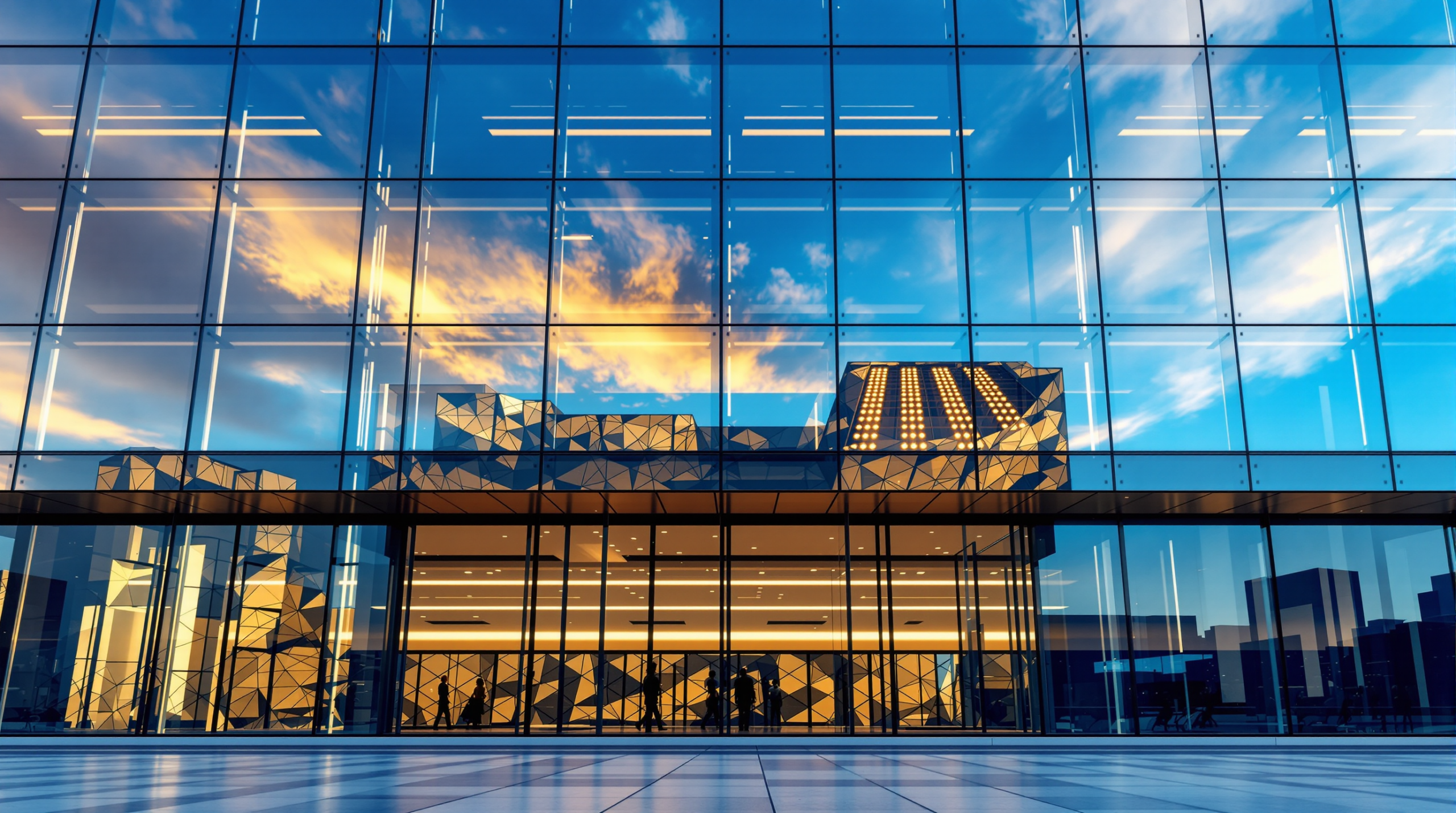 Modern glass architecture reflecting solar geometry showing how solar farm developers make money