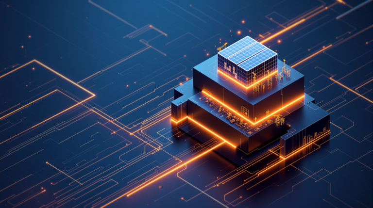 3D isometric visualization of solar farm cost Europe capital structure with debt equity layers